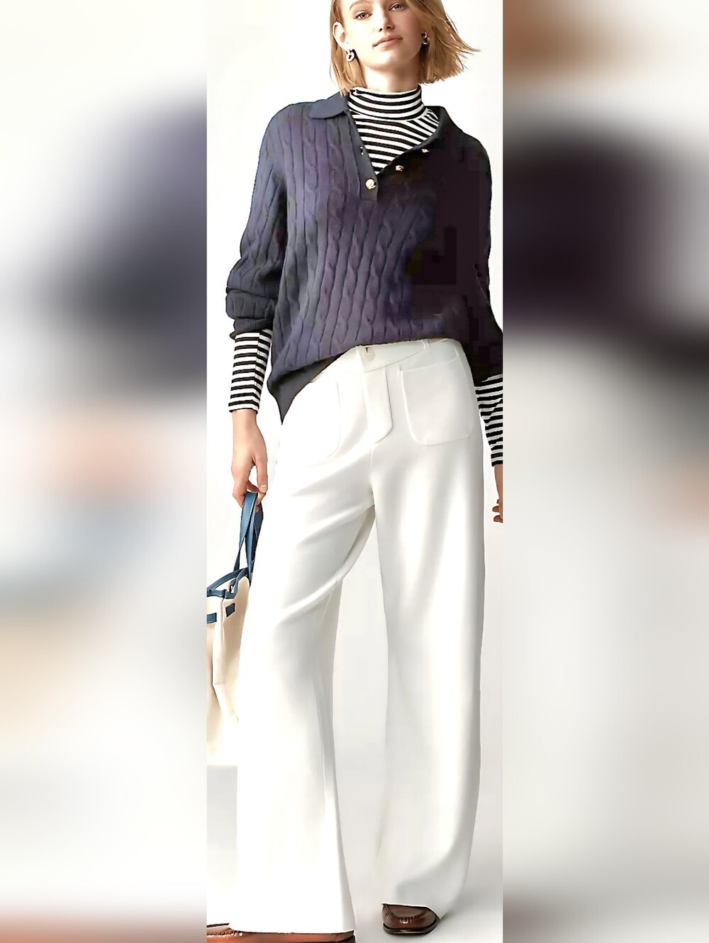 ANTHROPOLOGIE Maeve Colette Sweater Knit High-Rise Wide-Leg Full-Length Pant PXL